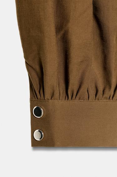 PANTALON BOUFFANT AVEC CEINTURE À CHAÎNE - Vert olive de Zara - Image 8