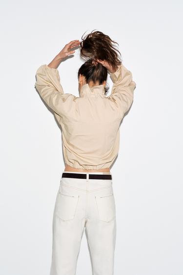 POPLIN SHIRT WITH CONTRAST COLLAR - Light camel by Zara - Image 4