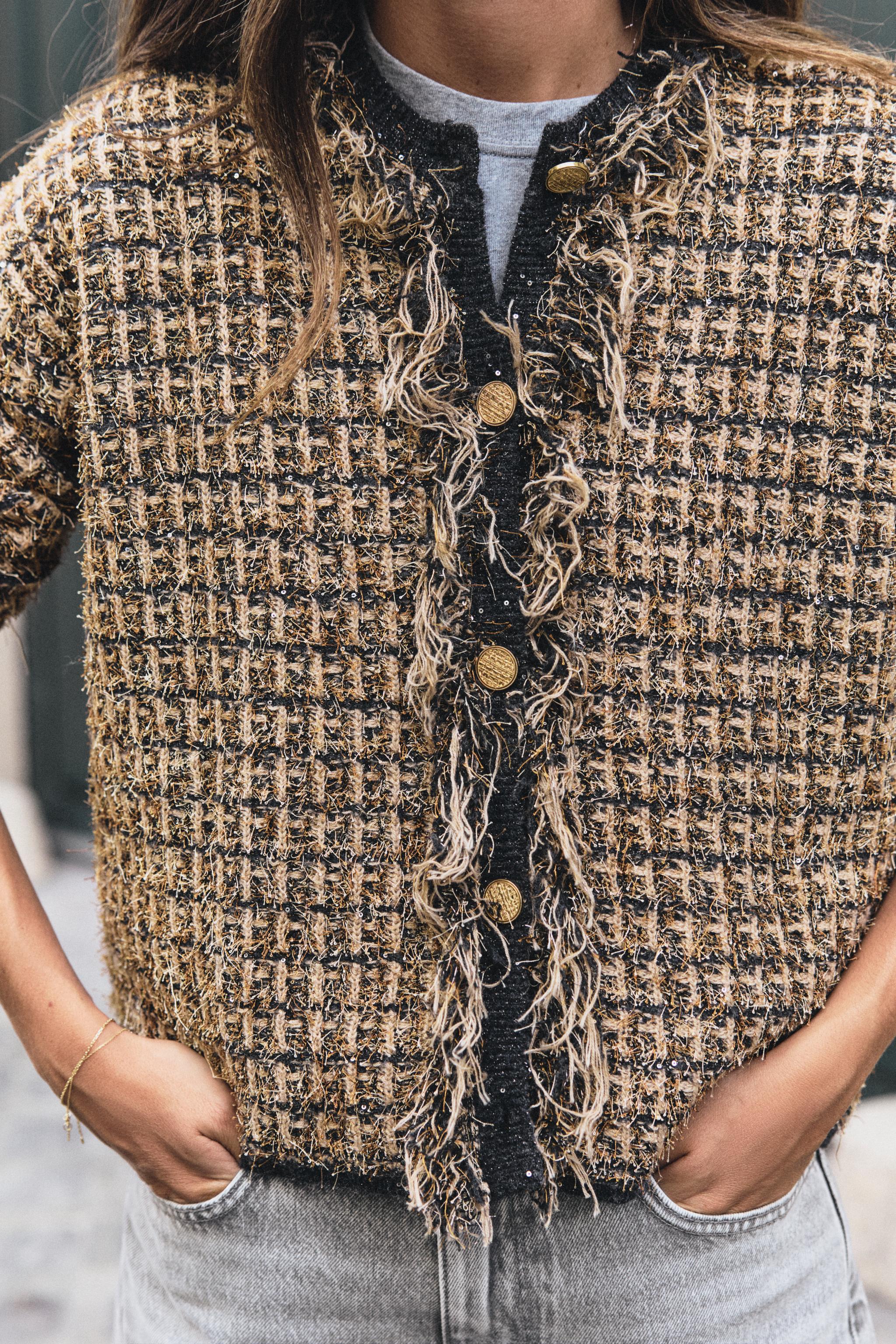 GILET EN MAILLE EFFRANGÉE À FIL MÉTALLISÉ