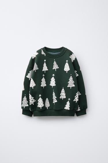 TREE PRINT SWEATSHIRT - Dark green by Zara