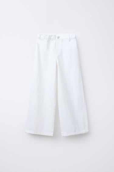 LAISVAI KRINTANČIOS „WIDE LEG” KELNĖS – Baltas – „Zara“