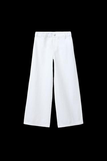FLOWING WIDE-LEG TROUSERS - White by Zara