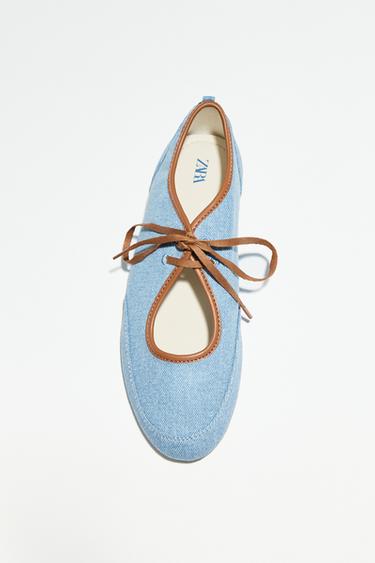 DENIM EFFECT BALLERINA WITH BOW - Denim Blue by Zara