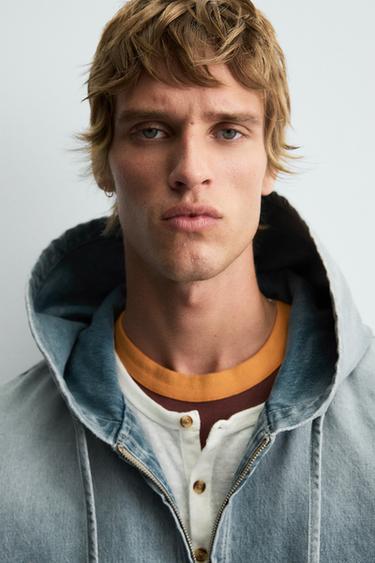 DENIM HOODIE JACKET - Aquamarine by Zara - Image 4