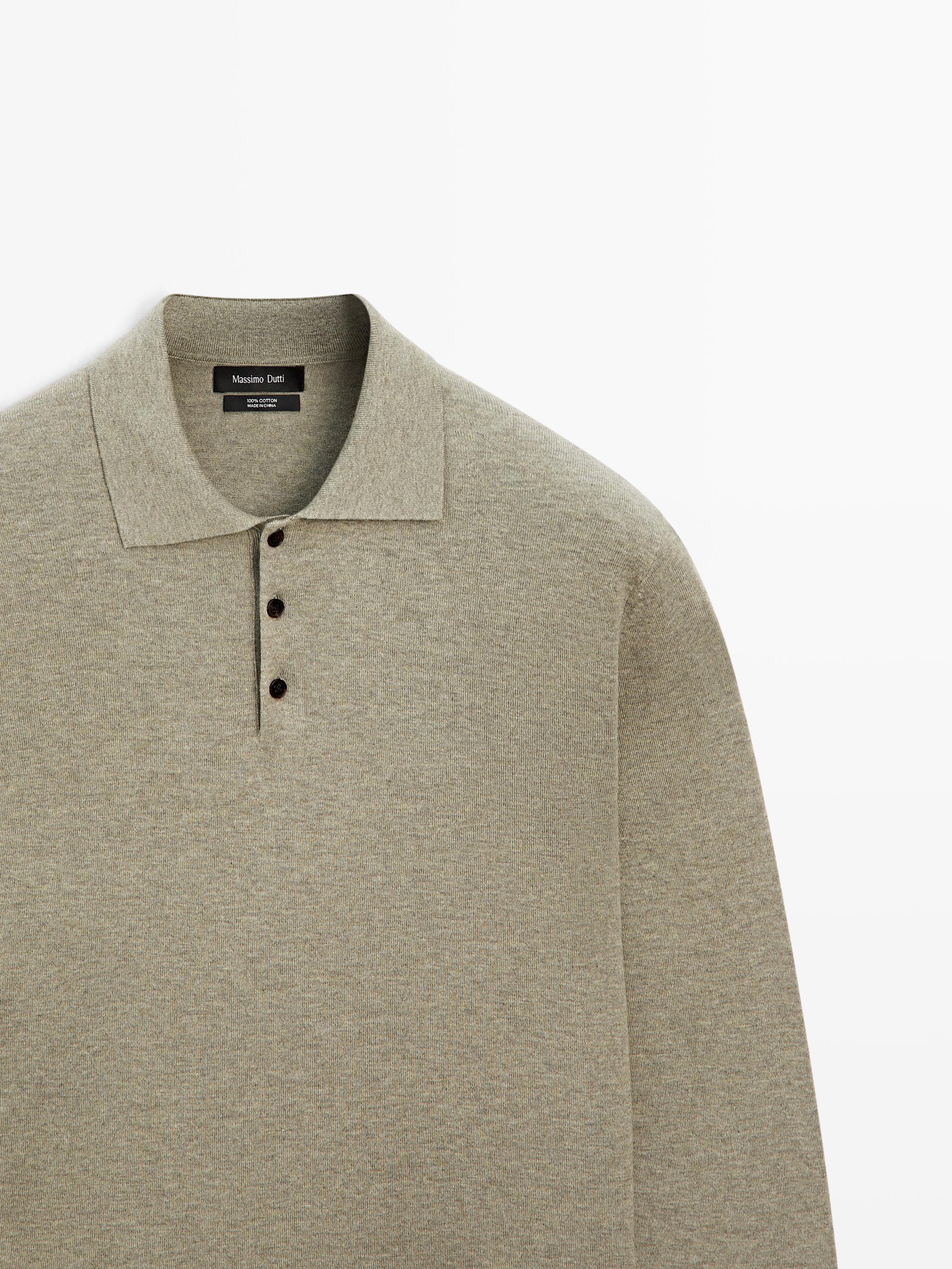 Cotton knit polo sweater