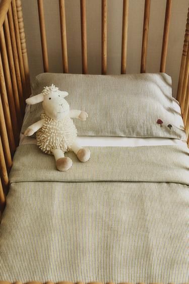 HOUSSE DE COUETTE ENFANT GAZE RAYURES - Vert de Zara