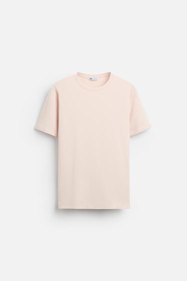 T-SHIRT SLIM FIT BASIQUE - Rose pâle de Zara