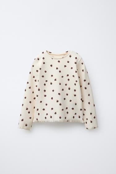 PRINTED RIBBED T-SHIRT - Ecru by Zara