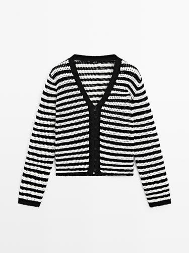 Zara Striped knit cardigan - Black