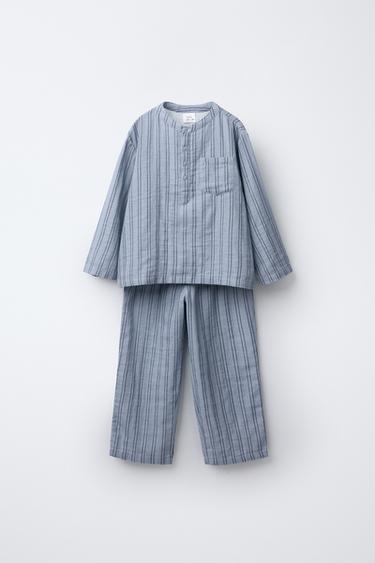 6-14 AÑOS/ PIJAMA CAMISERO RAYAS - Azul de Zara
