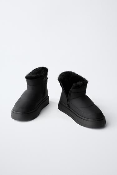 QUILTED FAUX FUR ANKLE BOOTS - Black by Zara - Image 2