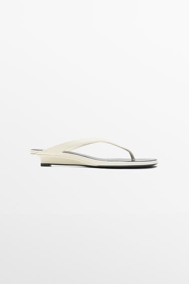 Zara Mid-heel sandals with toe divider - White