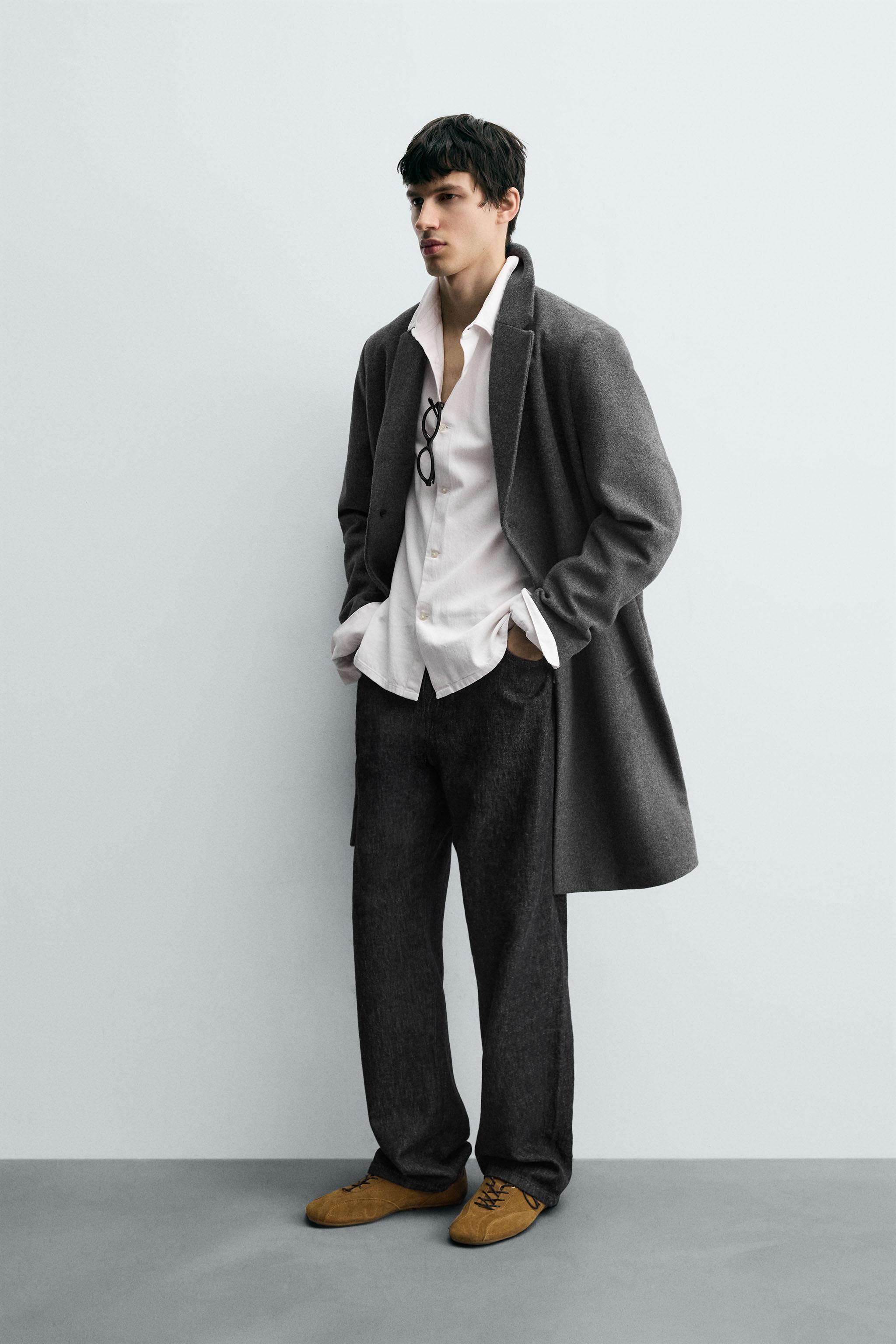 新品未使用　ZARA 2025年　ウール混紡スリムフィットコート ZW COLLECTION ウール混紡スリムフィットコート - オレンジ色