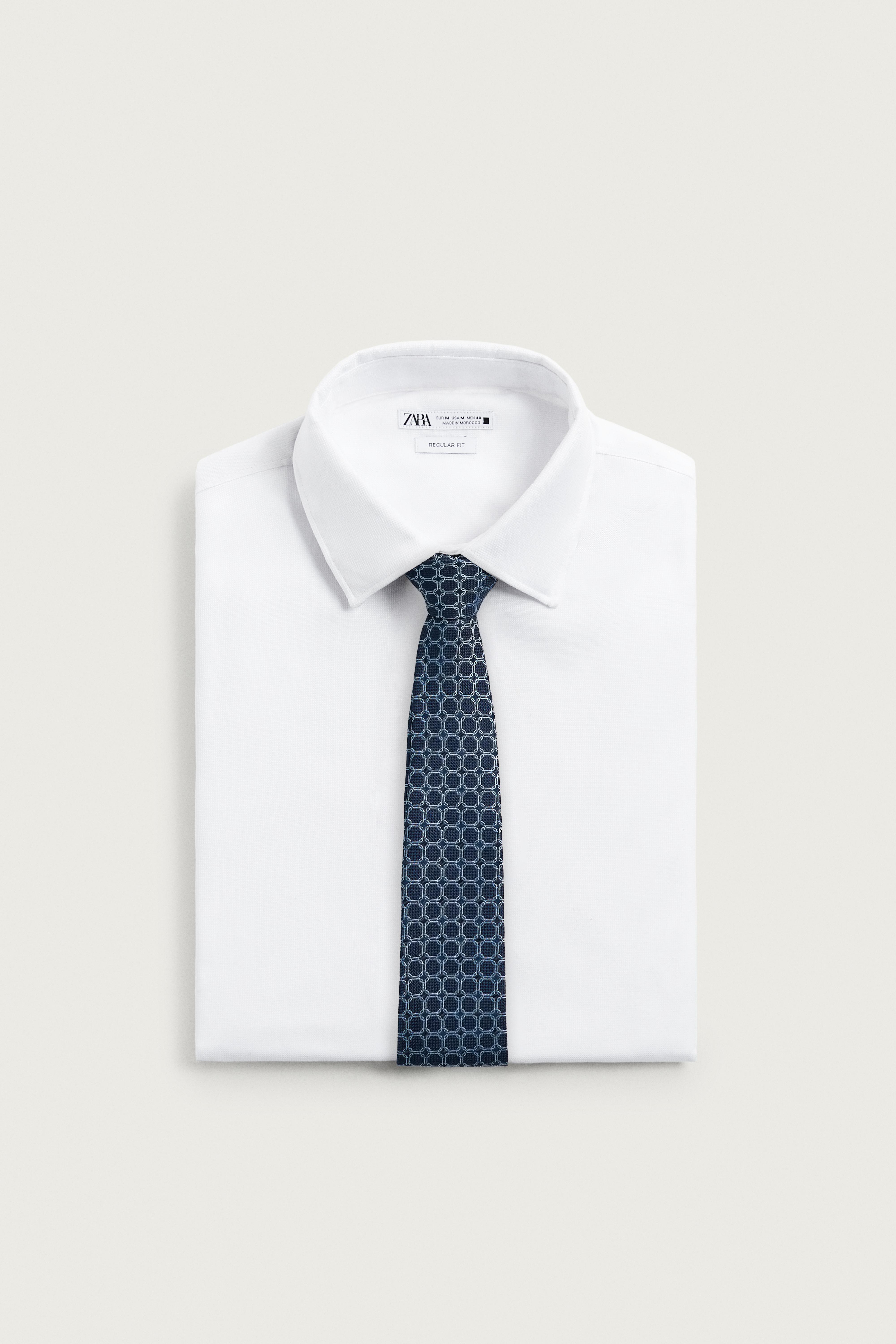 Zara %100 İPEK GEOMETRİK JAKARLI KRAVAT görsel 4