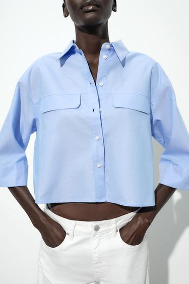 SHORT OXFORD SHIRT - Light blue by Zara - Image 3