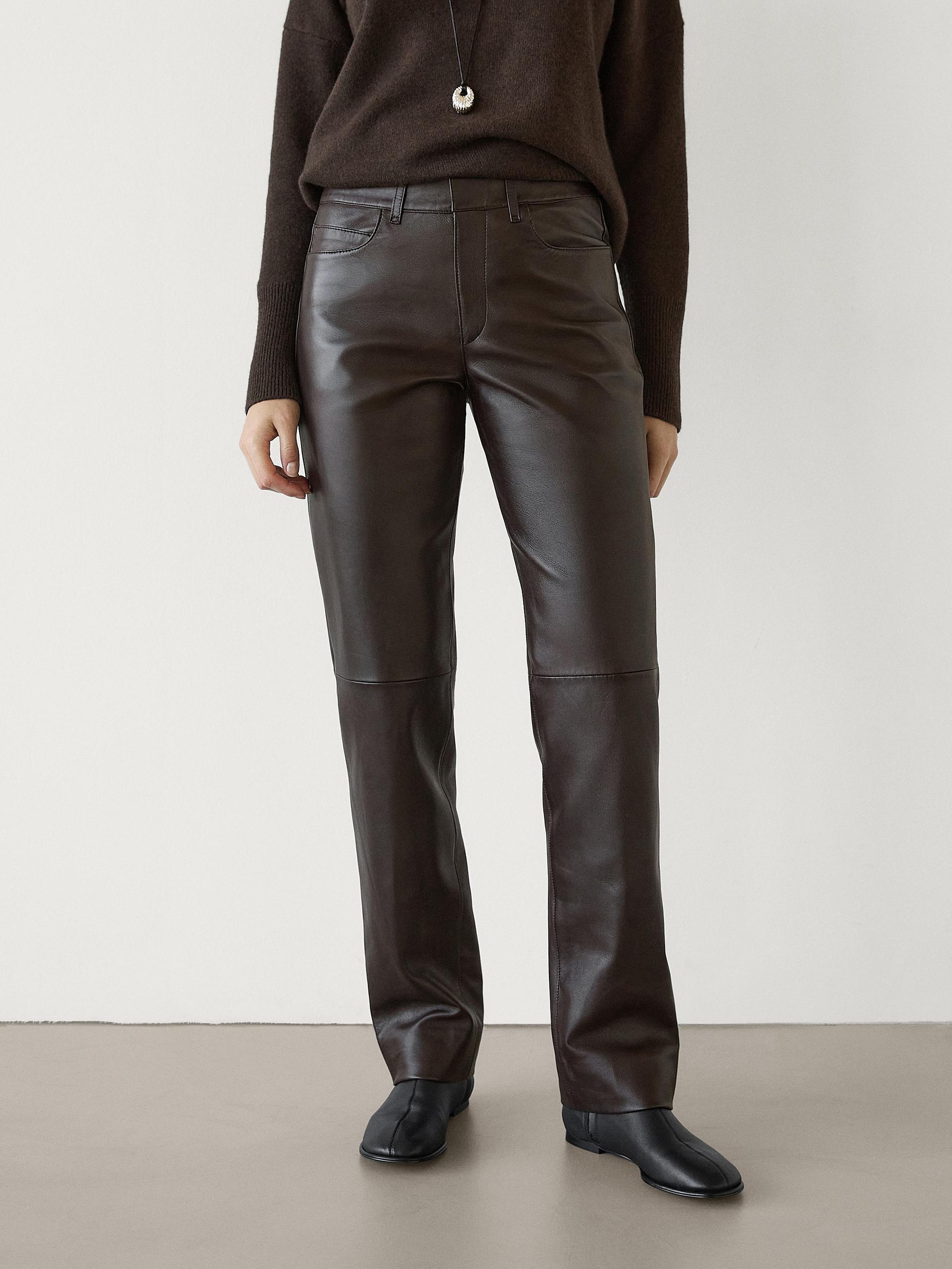 Leather trousers straight leg best sale