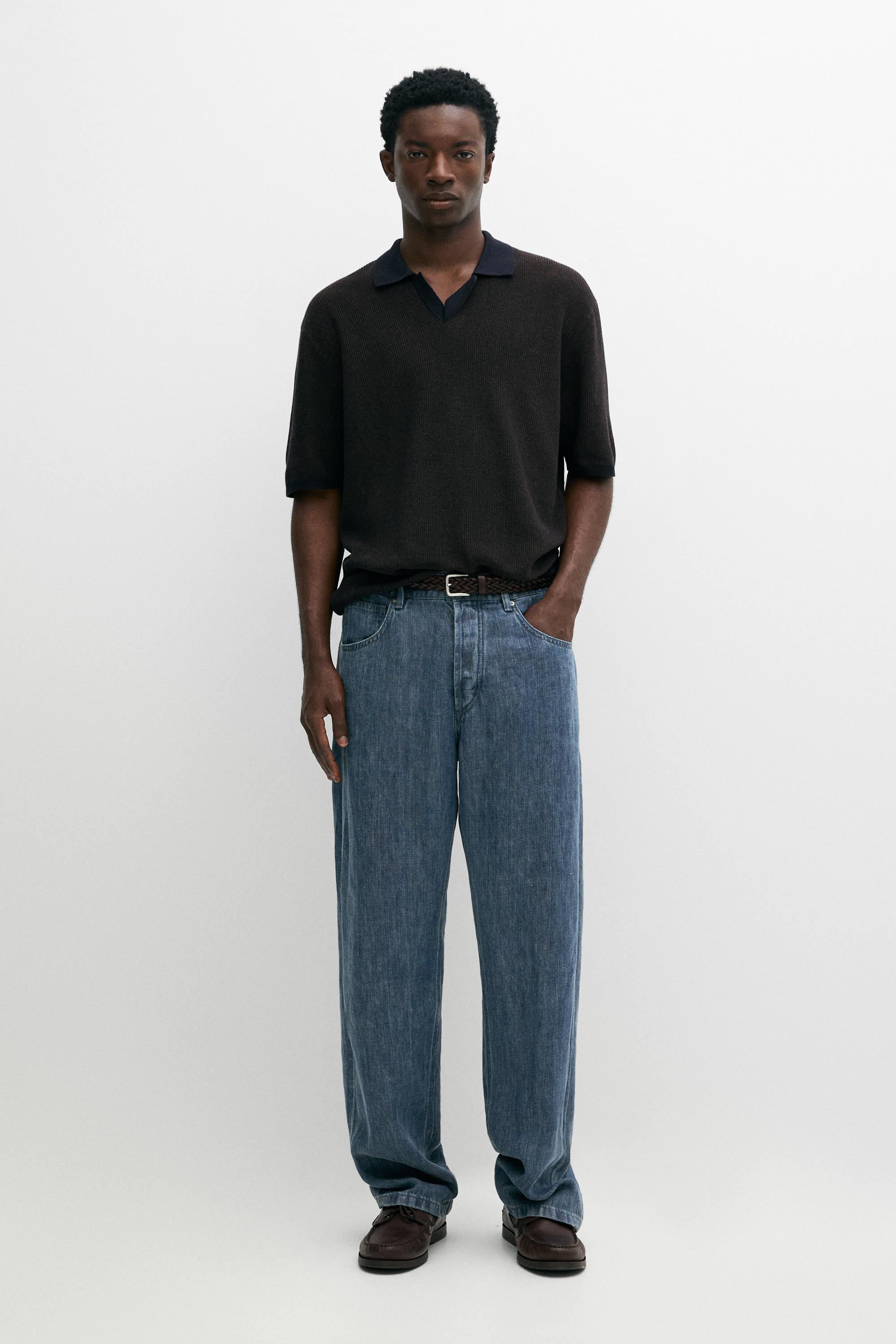 100% Cotton knit polo sweater — Navy blue