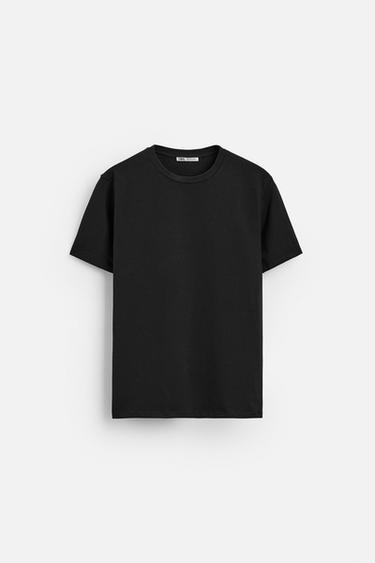 Zara BASIC SLIM FIT T-SHIRT - Black
