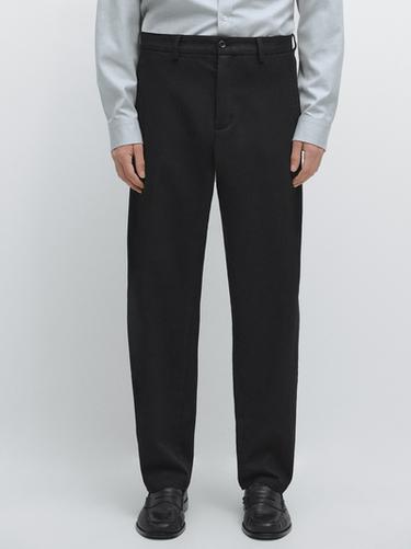 Zara Cotton twill pants with elasticated waistband - Black