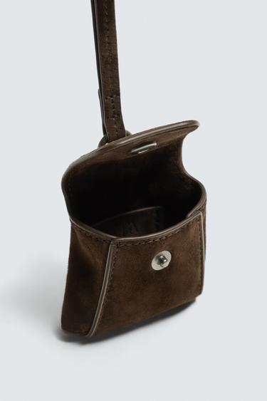 LEATHER EARPHONE HOLDER WITH PENDANT - Brown by Zara - Image 5