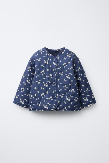 DAISY PRINT QUILTED JACKET - Navy blue by Zara
