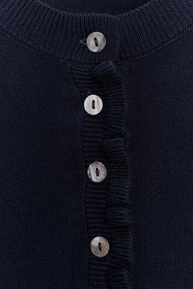 RUFFLE TRIM CARDIGAN - Navy blue by Zara - Image 7