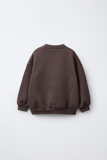 BEAR PRINT SWEATSHIRT - Dark brown by Zara - Image 1