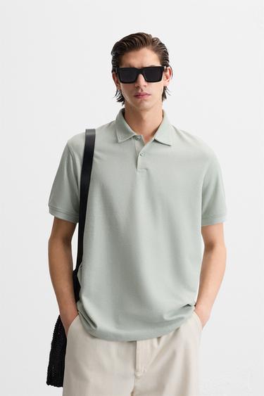 TEXTURED POLO SHIRT - Light green by Zara