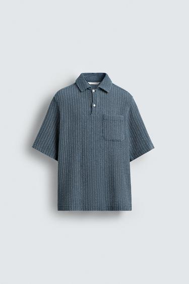 TEXTURED POLO SHIRT - Blue by Zara