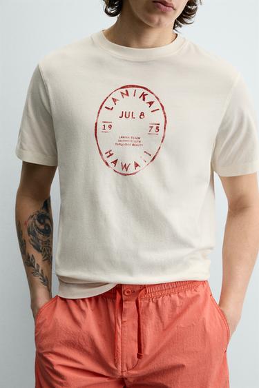 HAWAII GRAPHIC T-SHIRT - Ecru by Zara - Image 4