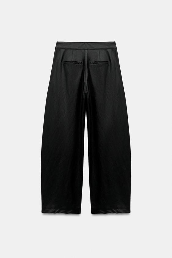 PANTALON BARREL MATIÈRE SYNTHÉTIQUE - Noir de Zara - Image 7
