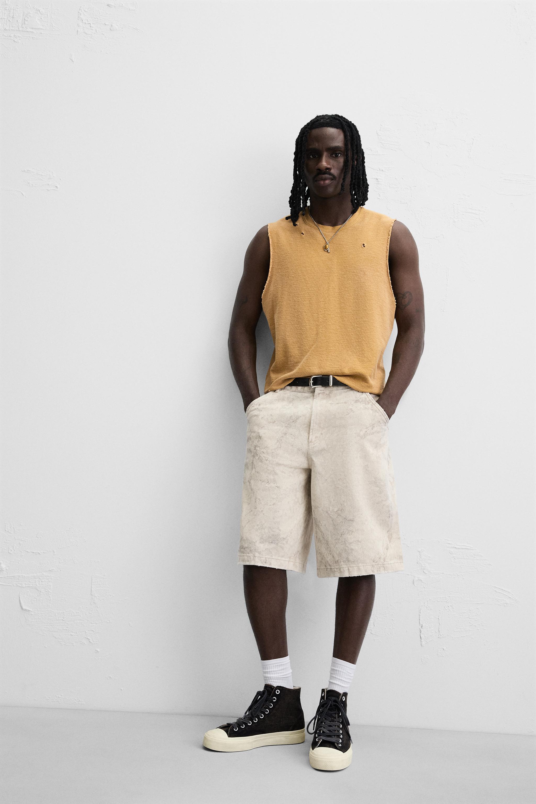 スペイン発送 ZARA ウォッシュ加工フリースショートパンツ 新作 05862375023-a1.jpg?ts=