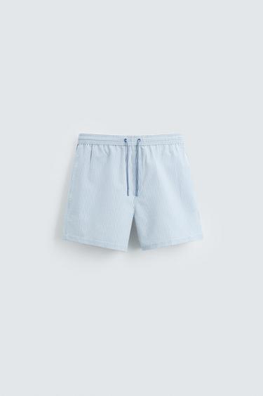 Zara MEDIUM SEERSUCKER SWIMSUIT - Sky blue