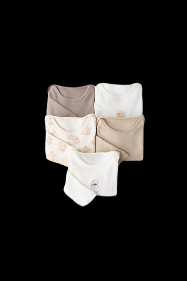Zara FIVE-PACK OF PUPPY BODYSUITS - taupe brown