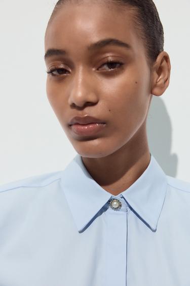 POPLIN SHIRT WITH TIES - Light blue by Zara - Image 2