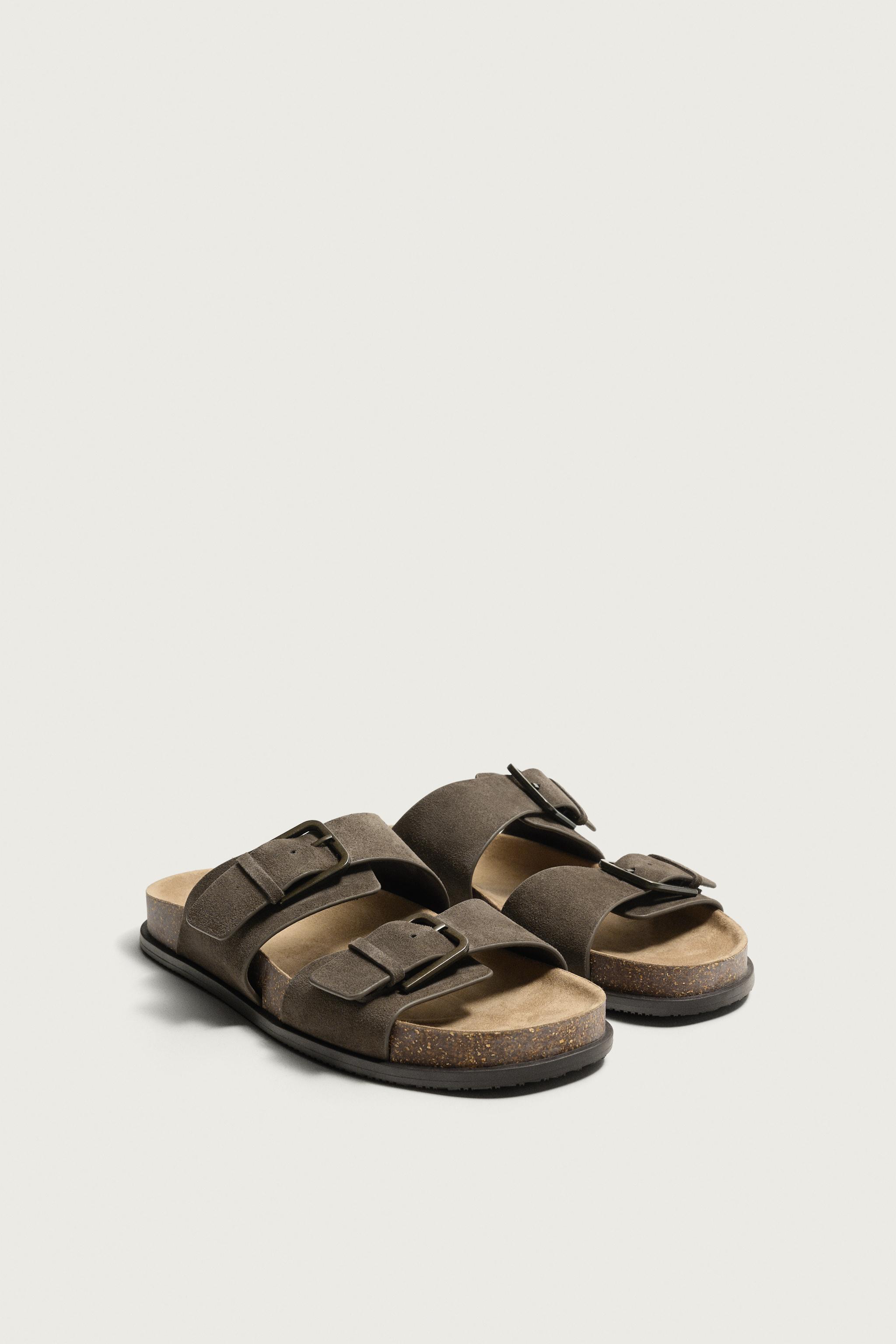 STRAPPY LEATHER SANDALS — Taupe Gray (alternate view)