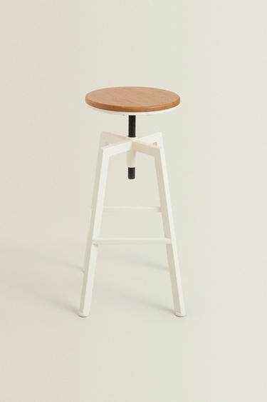 TABOURET DE BAR ROTATIF BOIS ET MÉTAL - Crème de Zara - Image 1