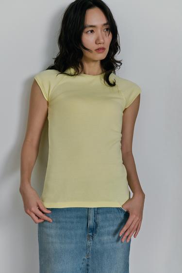 グラデーション コットン ＴシャツイエローZaraのグラデーション コットン Ｔシャツ - イエロー 