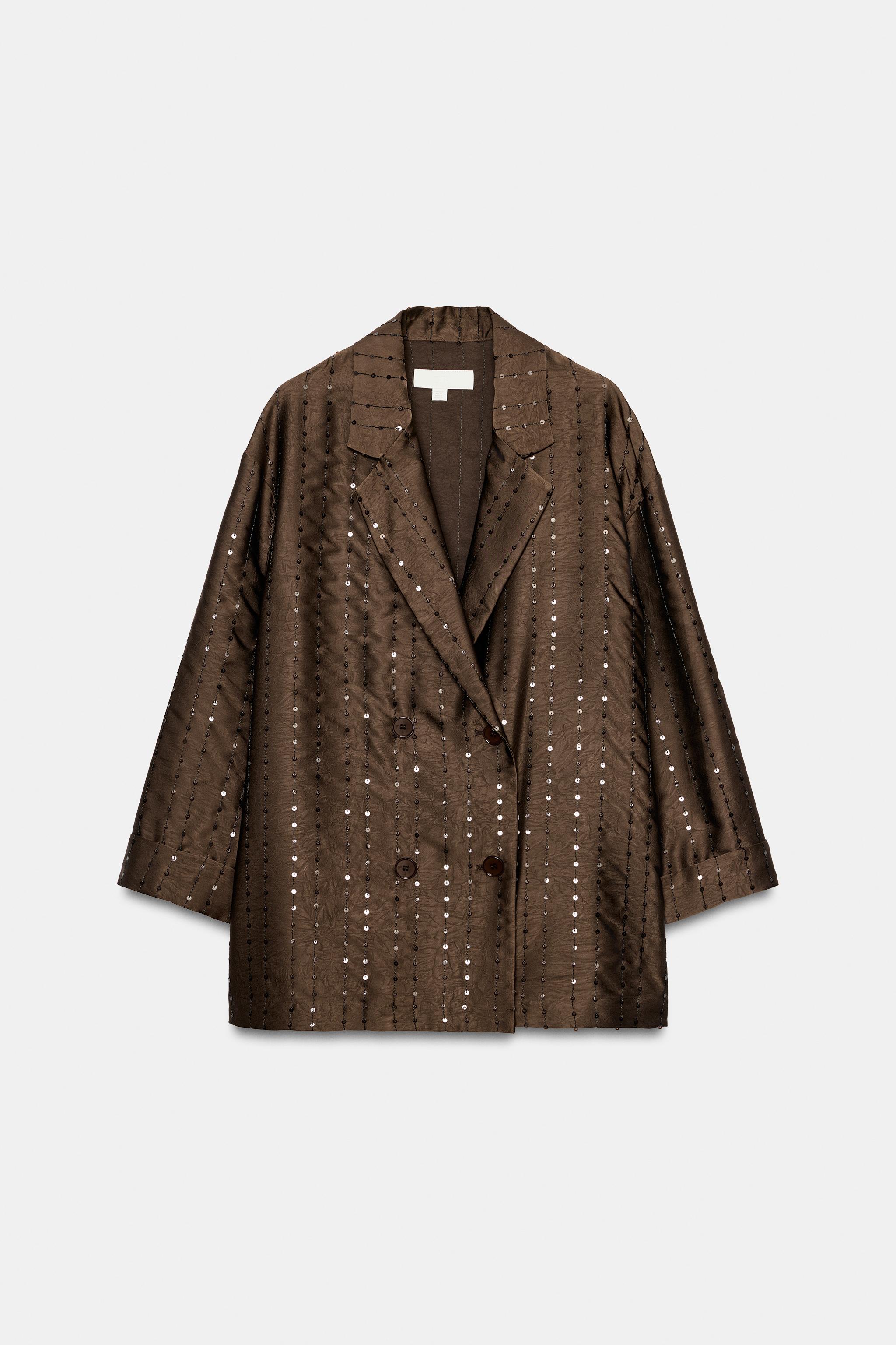 VESTE À PAILLETTES ET BOUTONNAGE CROISÉ
