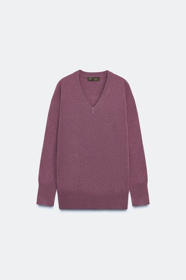100% WOOL OVERSIZE JUMPER - Purple by Zara