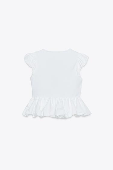 CONTRAST BOW T-SHIRT - White by Zara - Image 6