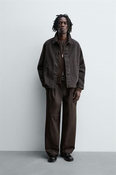 PLEATED CHINO TROUSERS - Chocolate by Zara