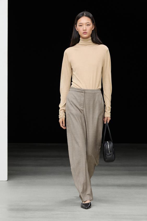 Zara Flannel barrel fit pants - Black gold - Image 0