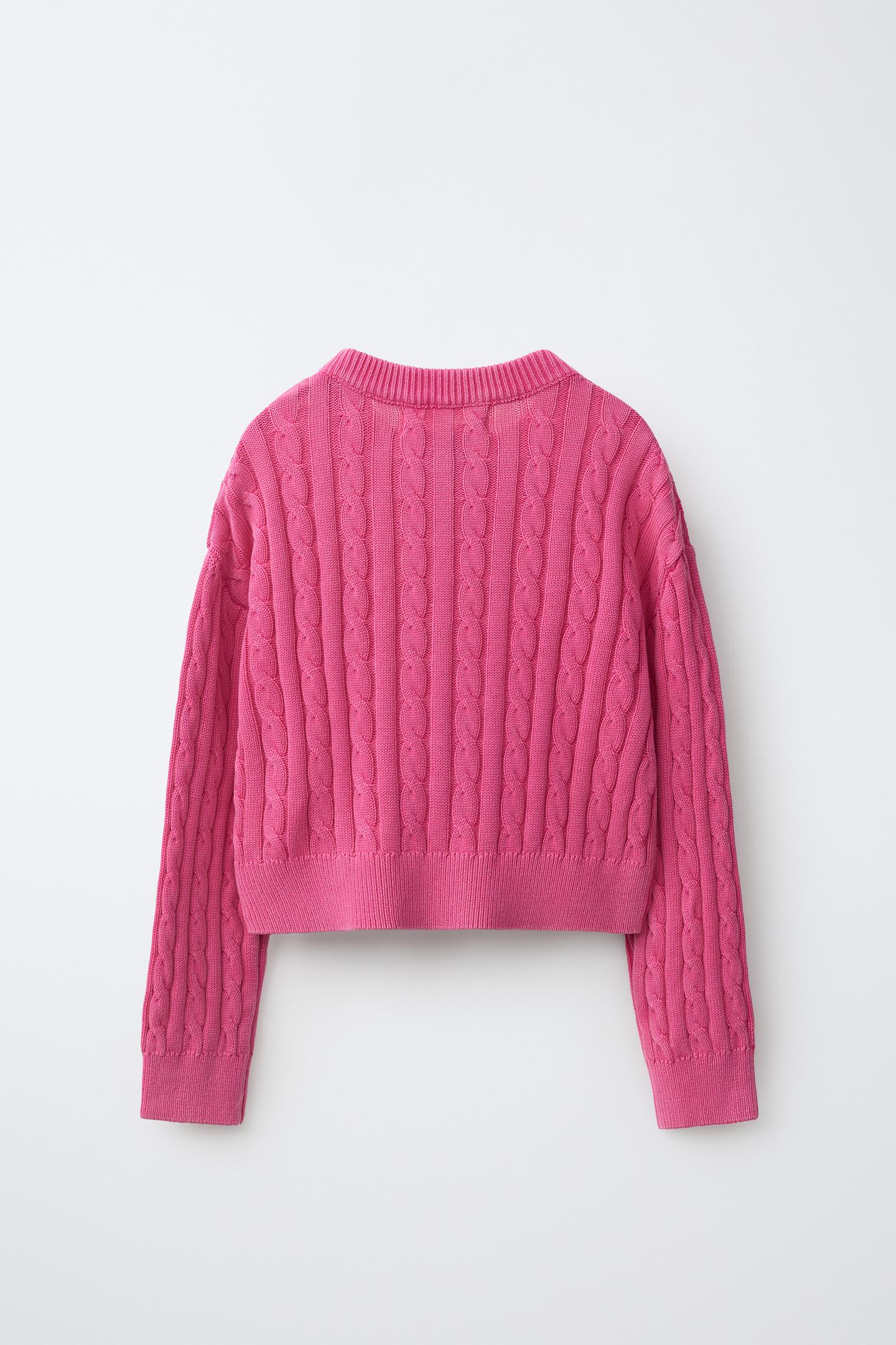 Детский топ Zara Textured Knit Tie Top, цвет: Фуксия — фото 2