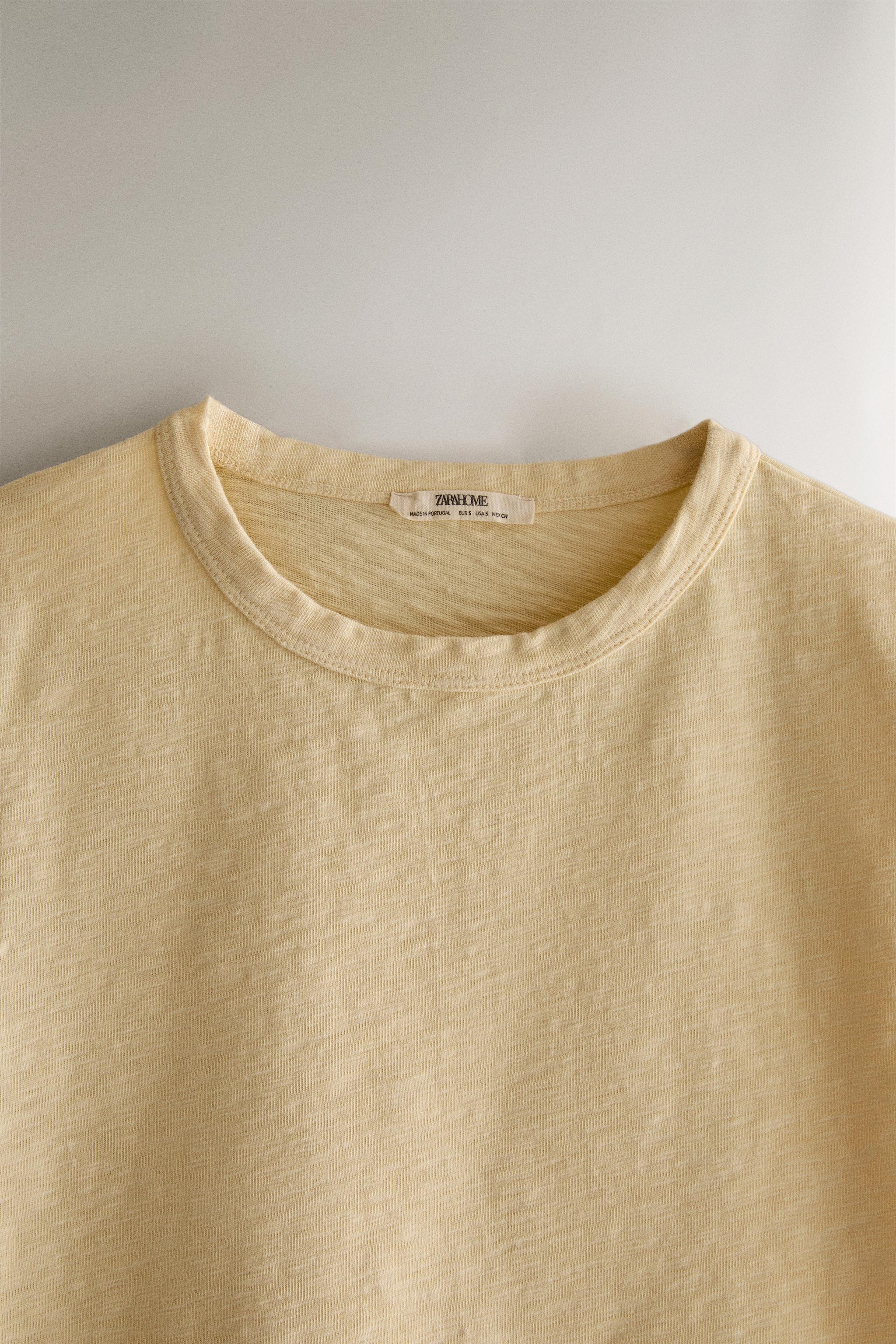 SHORT SLEEVE COTTON T-SHIRT — Light yellow