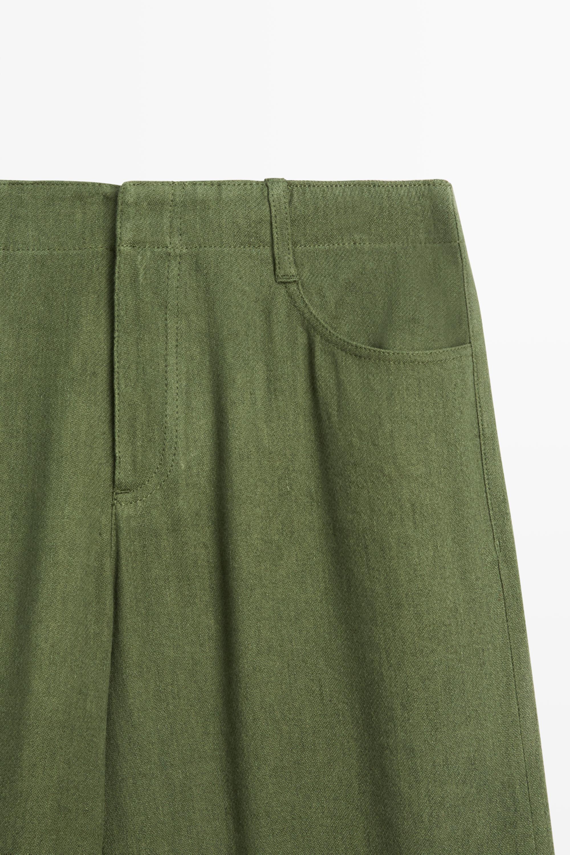 Pantalon droit en lin mélangé