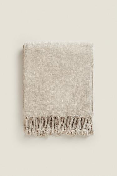 CHUNKY CHENILLE THROW - camel by Zara