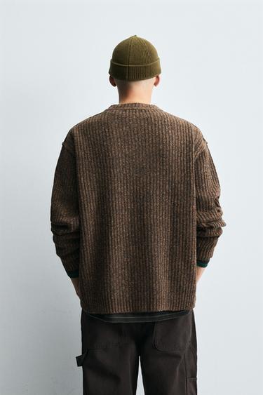 RIBBED SLOGAN SWEATER - Brown by Zara - Image 2
