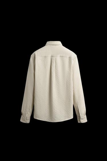 Zara LIMITED EDITION STRIPED SHIRT - Green / Ecru