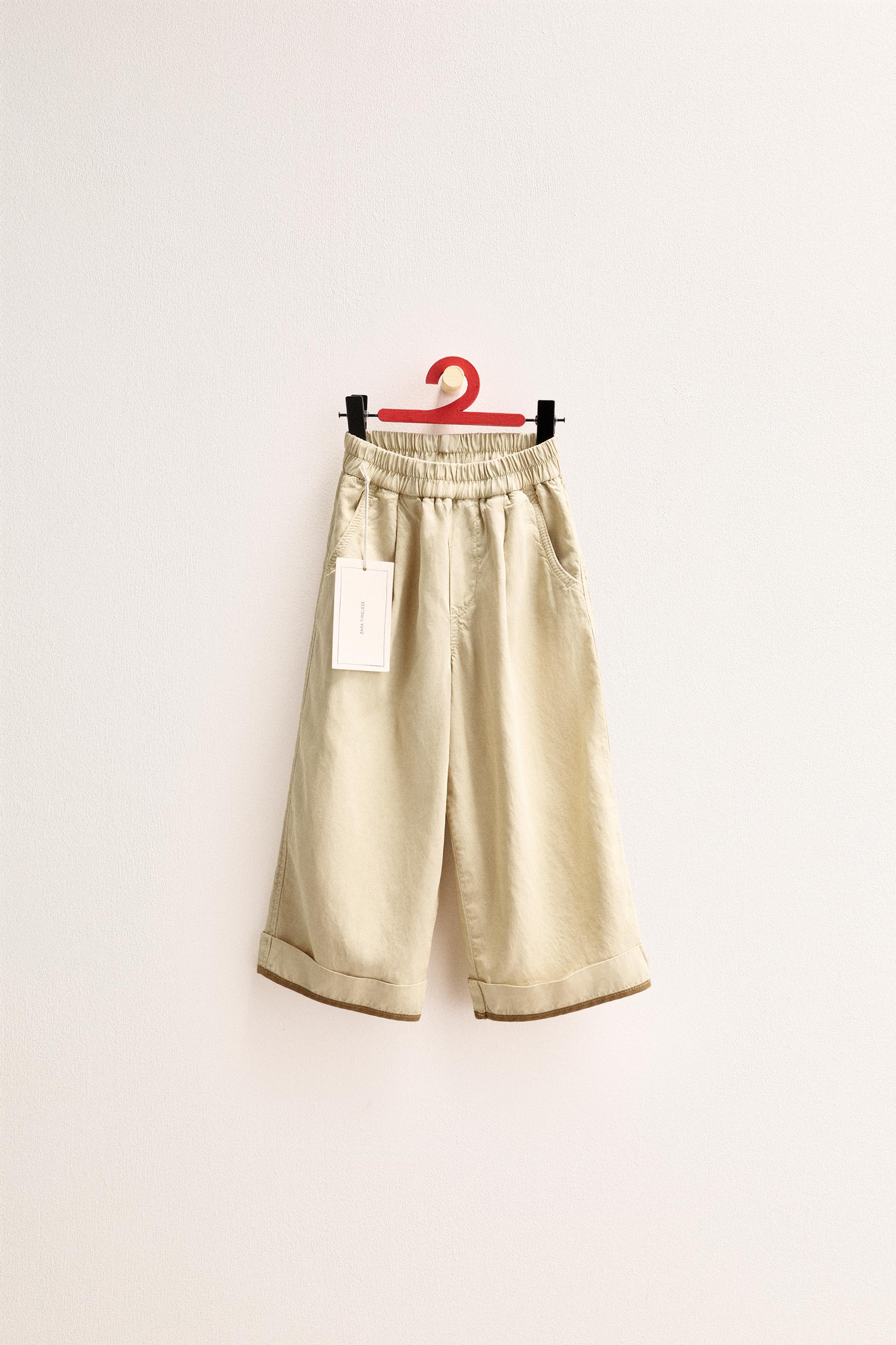 ZARA TIMELESS - PANTALON AVEC LIN BAS CONTRASTÉ